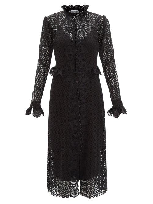 Paco Rabanne - High-neck Stretch-lace Midi Dress - Womens - Black