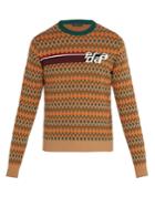 Prada Intarsia-logo Wool And Cashmere-blend Sweater
