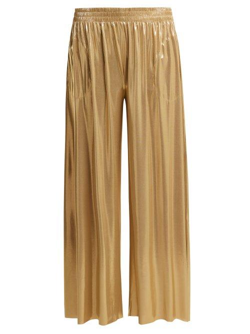 Matchesfashion.com Norma Kamali - Boyfriend Elephant Wide Leg Trousers - Womens - Gold