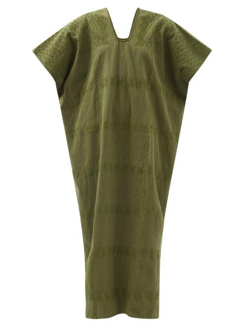 Matchesfashion.com Pippa Holt - No.255 Embroidered Cotton Kaftan - Womens - Khaki
