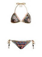 Matchesfashion.com Anjuna - Crochet Trimmed Reversible Triangle Bikini - Womens - Black Multi