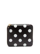 Matchesfashion.com Comme Des Garons Wallet - Polka-dot Zip-around Leather Wallet - Mens - Black White