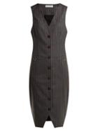 Matchesfashion.com Altuzarra - Naomi Single Breasted Wool Dress - Womens - Grey Stripe