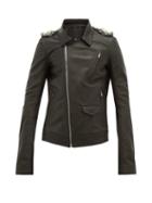 Matchesfashion.com Rick Owens - Stooges Chain Trimmed Leather Biker Jacket - Mens - Black