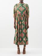 La Doublej - Portofino Floral-print Cotton-blend Dress - Womens - Green Print