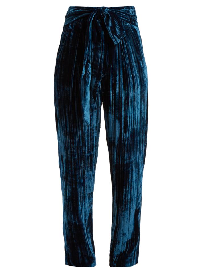 Masscob Tie-waist Tapered-leg Crinkle-velvet Trousers