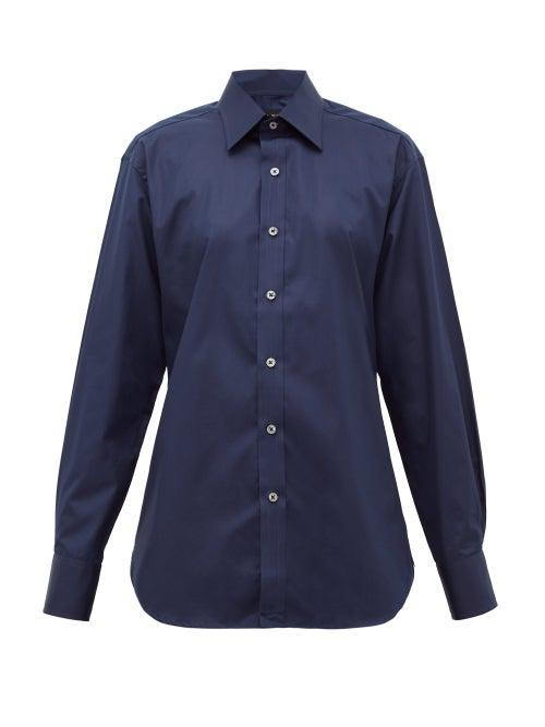 Matchesfashion.com Emma Willis - Superior Boyfriend-fit Cotton-poplin Shirt - Womens - Navy