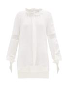 Matchesfashion.com Roland Mouret - Lolo Lace-panelled Silk-crepe Blouse - Womens - White