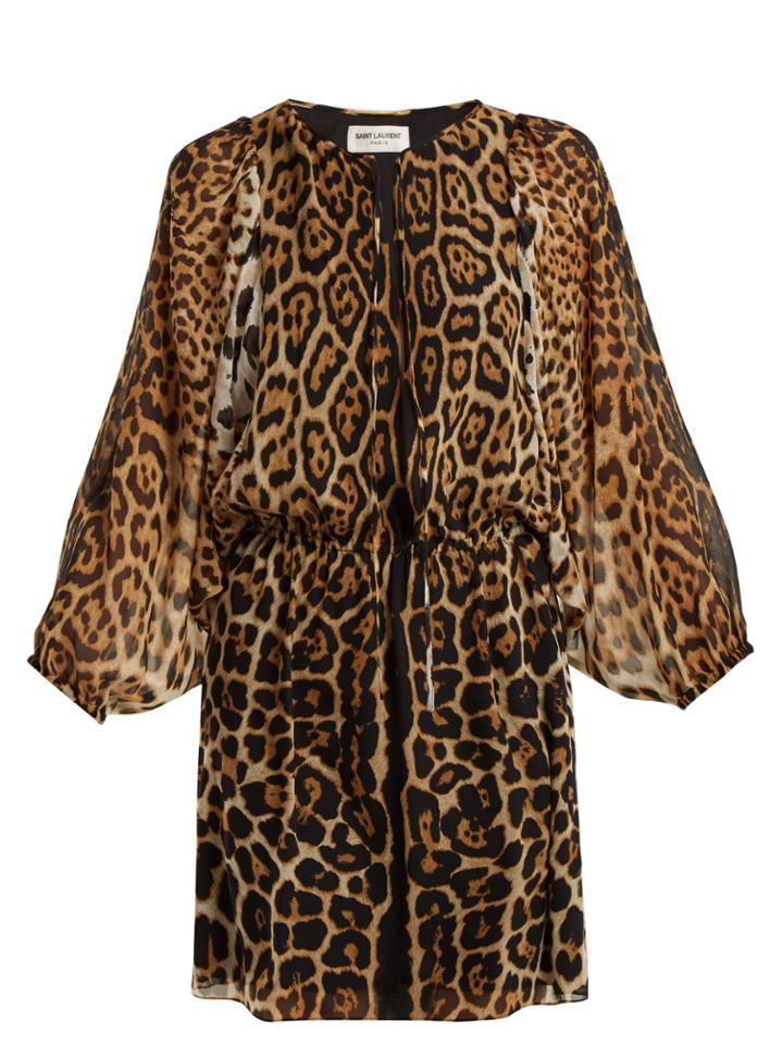 Saint Laurent Leopard-print Georgette Dress