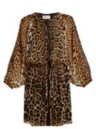 Saint Laurent Leopard-print Georgette Dress