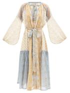 D'ascoli - Amrita Patchwork Floral-print Cotton Dress - Womens - Blue Print