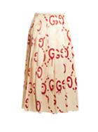 Guccighost Pleated Silk Cady Skirt