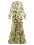 Matchesfashion.com Dolce & Gabbana - Leaf Print Chiffon Gown - Womens - Green Print