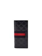 Gucci Gg-debossed Web Bi-fold Leather Wallet