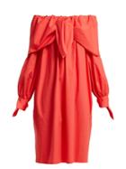 Matchesfashion.com Merlette - Isola Off The Shoulder Cotton Dress - Womens - Red