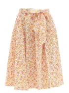 Ladies Beachwear Thierry Colson - Java Pleated Floral-print Waist-tie Cotton Skirt - Womens - Yellow Print