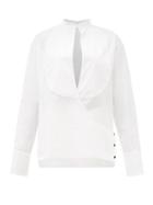 Maximilian - Midnight Keyhole Cotton-poplin Blouse - Womens - White