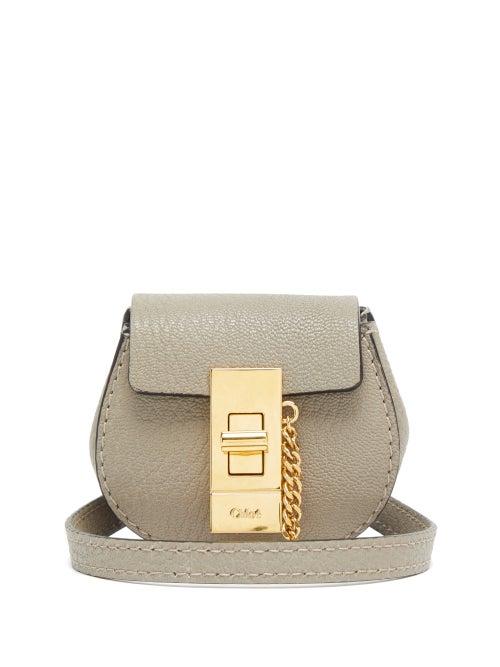 Matchesfashion.com Chlo - Drew Mini Grained-leather Belt Bag - Womens - Grey