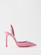 Amina Muaddi - Camelia 105 Crystal Silk-satin Slingback Pumps - Womens - Pink