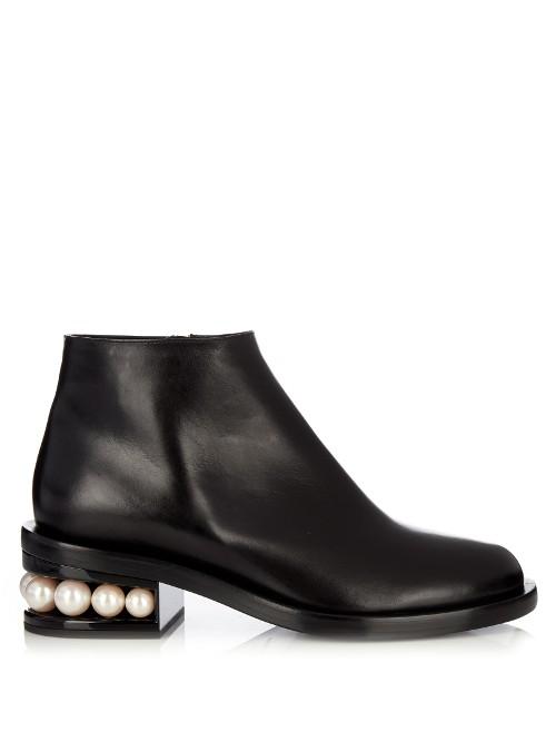 Nicholas Kirkwood Casati Pearl-heeled Leather Ankle Boots