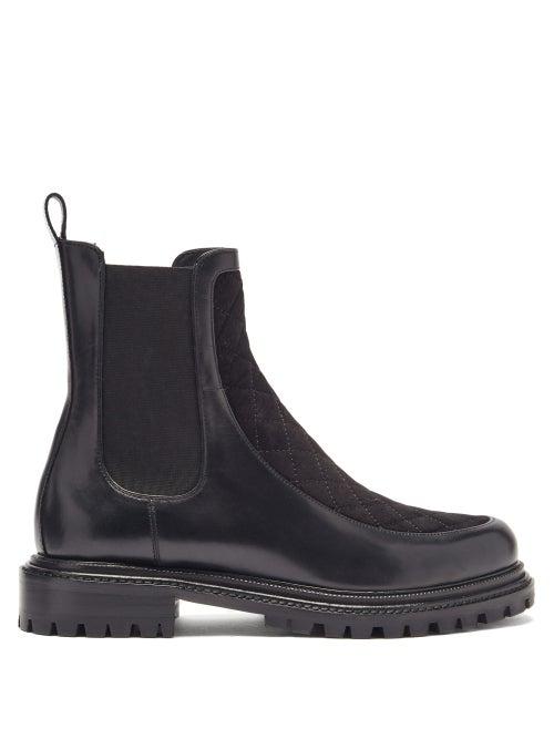Matchesfashion.com Aquazzura - Drive Quilted Suede And Leather Chelsea Boots - Womens - Black