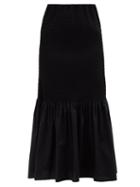 Matchesfashion.com Brock Collection - Rafano Smocked Cotton-blend Midi Skirt - Womens - Black