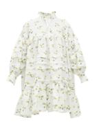 Matchesfashion.com Cecilie Bahnsen - Macy High Neck Floral Fil Coup Dress - Womens - Yellow White