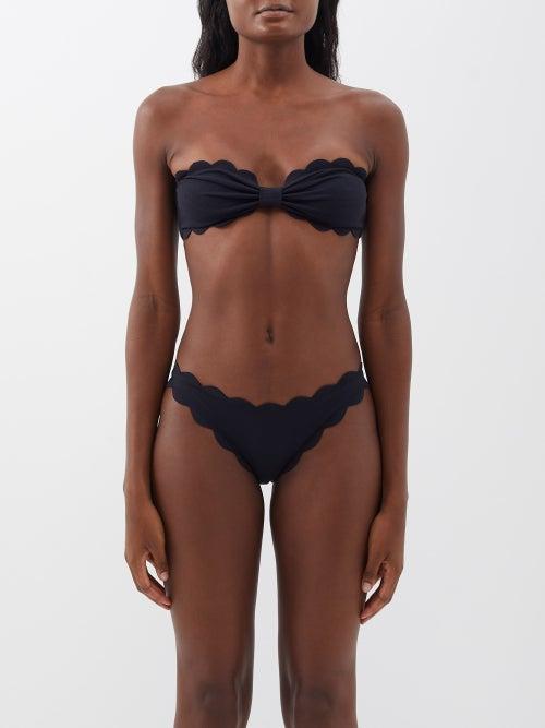 Marysia - Antibes Scalloped Bandeau Bikini Top - Womens - Black