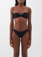 Marysia - Antibes Scalloped Bandeau Bikini Top - Womens - Black