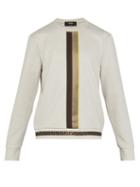 Matchesfashion.com Fendi - Front Stripe Logo Printed Jersey Sweatshirt - Mens - Light Grey