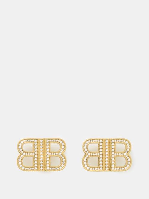 Balenciaga - Bb 2.0 Xs Stud Earrings - Womens - Yellow Gold
