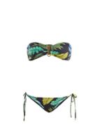Matchesfashion.com Kalmar - Strapless Bandeau Bikini - Womens - Green Multi