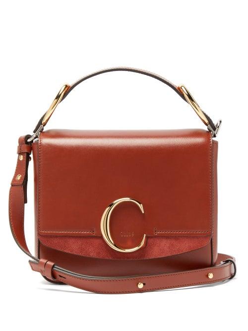 Matchesfashion.com Chlo - The C Squared Leather And Suede Cross Body Bag - Womens - Dark Brown