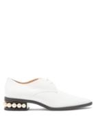 Matchesfashion.com Nicholas Kirkwood - Casati Pearl-heel Leather Derby Shoes - Womens - Cream