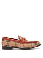 Matchesfashion.com Burberry - Moorely Dalston Vintage Check Canvas Loafers - Mens - Red
