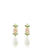 Matchesfashion.com Simone Rocha - Faux-pearl And Crystal-embellished Drop Earrings - Womens - Pearl