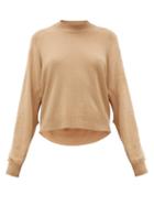 Matchesfashion.com Tibi - Cutout-sleeve Cropped Cashmere Sweater - Womens - Camel