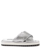 Dolce & Gabbana - Crystal-embellished Nylon Slides - Womens - Silver