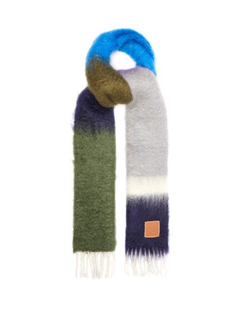 Loewe - Anagram-patch Striped Mohair-blend Scarf - Mens - Multi