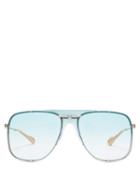 Matchesfashion.com Gucci - Aviator Acetate Sunglasses - Womens - Blue Silver