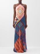 Staud - Cubism Graphic-print Halterneck Dress - Womens - Multi