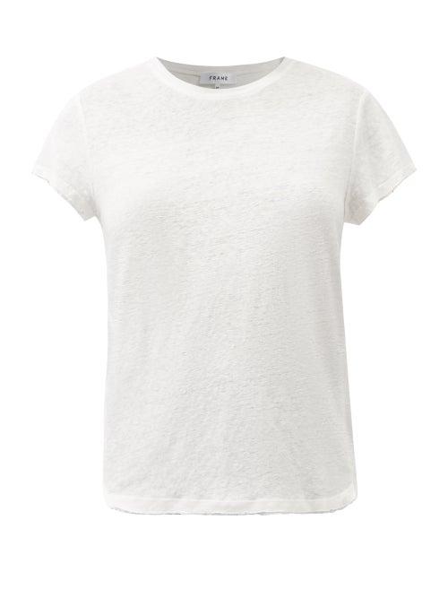 Frame - Linen-jersey T-shirt - Womens - White