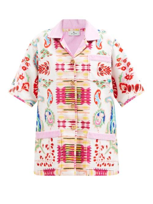 Etro - Abstract-print Cotton-terry Shirt - Womens - White Print