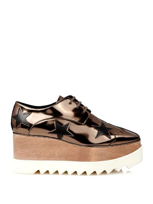 Stella Mccartney Elyse Metallic Lace-up Platform Shoes