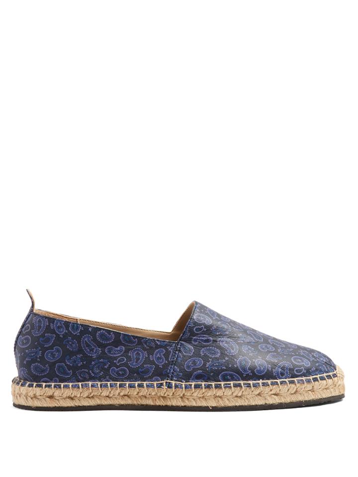 Etro Paisley-print Leather Espadrilles