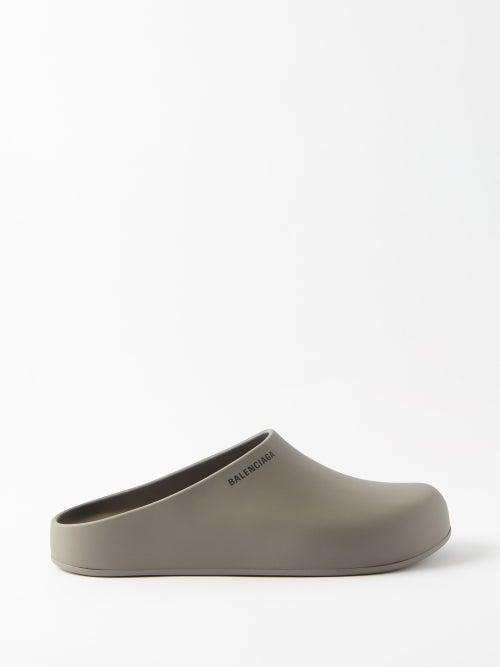 Balenciaga - Logo-print Rubber Clogs - Mens - Grey