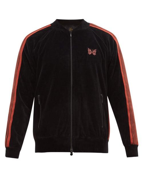Matchesfashion.com Needles - Velour Side Striped Logo Embroidered Track Top - Mens - Black