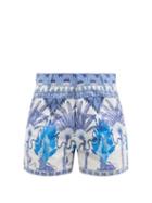 Matchesfashion.com Le Sirenuse, Positano - Winter Garden-print Cotton Shorts - Womens - Blue Print
