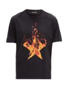Matchesfashion.com Neil Barrett - Fire Star-print Cotton T-shirt - Mens - Black