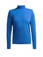 Matchesfashion.com Mm6 Maison Margiela - Embroidered Roll Neck Wool Sweater - Womens - Blue